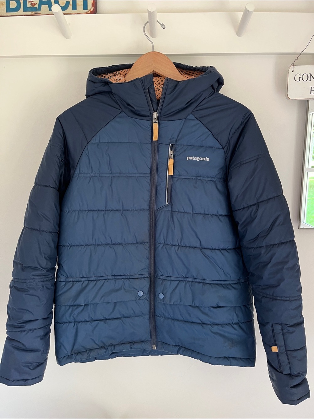Patagonia Boys Navy Hooded Puffer Jacket
